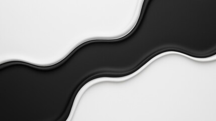 A modern abstract design featuring flowing black and white waves, creating a dynamic visual contrast.