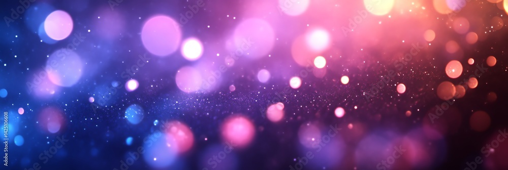 Poster abstract bokeh lights background with sparkling glitter in festive colors