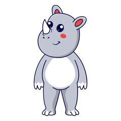 Naklejka premium Cute Rhino Character. Vector Illustration in Cartoon Design.