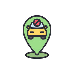 Car free day location colored icons, minimalist vector illustration ,simple transparent graphic element .Isolated on white background