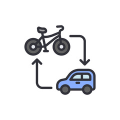 Car free day colored icons, minimalist vector illustration ,simple transparent graphic element .Isolated on white background