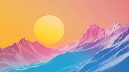 Pastel Sunset Mountain Range.