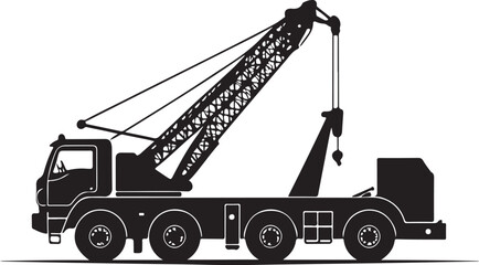 Naklejka premium Powerful Crane Truck Silhouette Vector