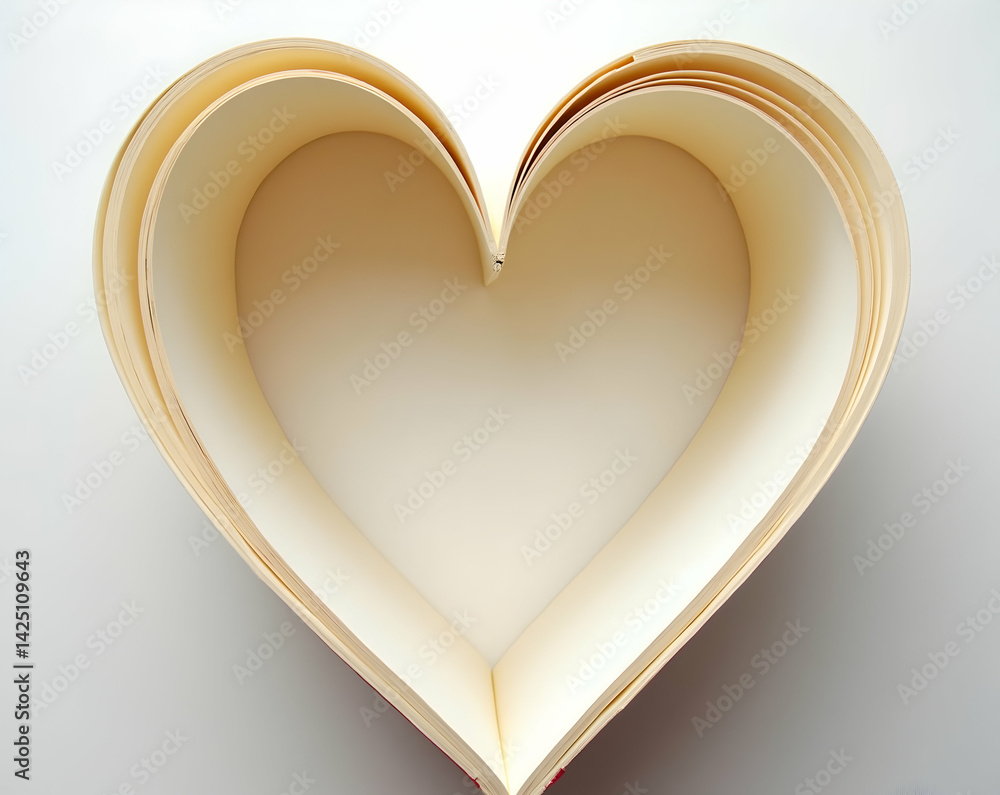 Poster heart shaped pages of an open book create a romantic and intellectual symbol for love of reading and