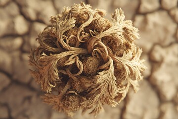Resurrection Plant on Cracked Earth