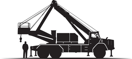 Powerful Crane Truck Silhouette Vector