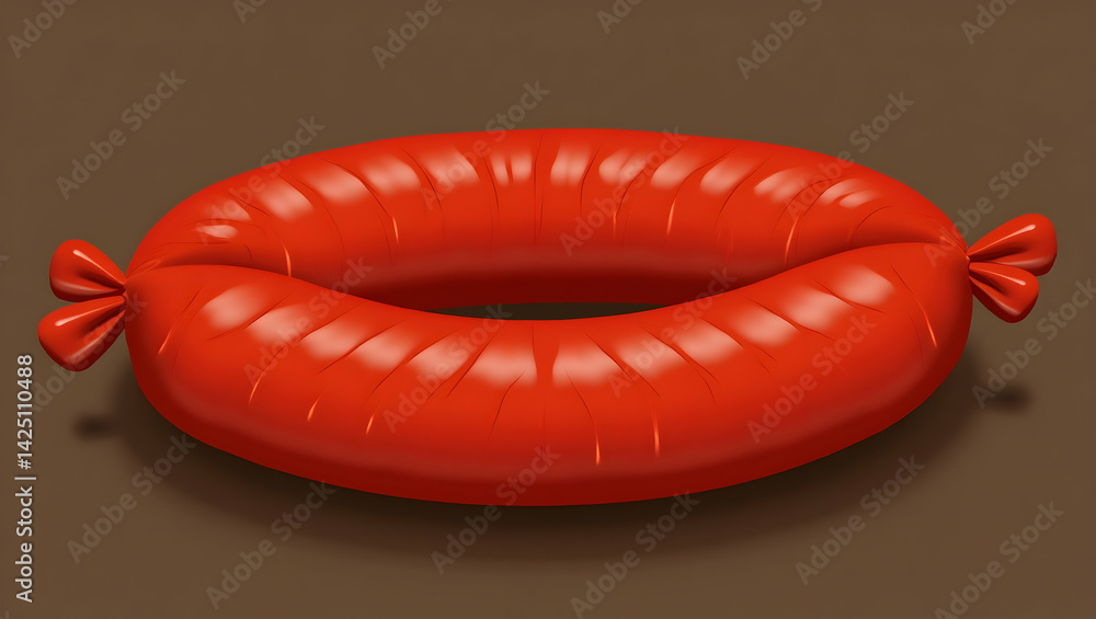 Poster high resolution close-up image of a vibrant red sausage with detailed casing and subtle highlights, 