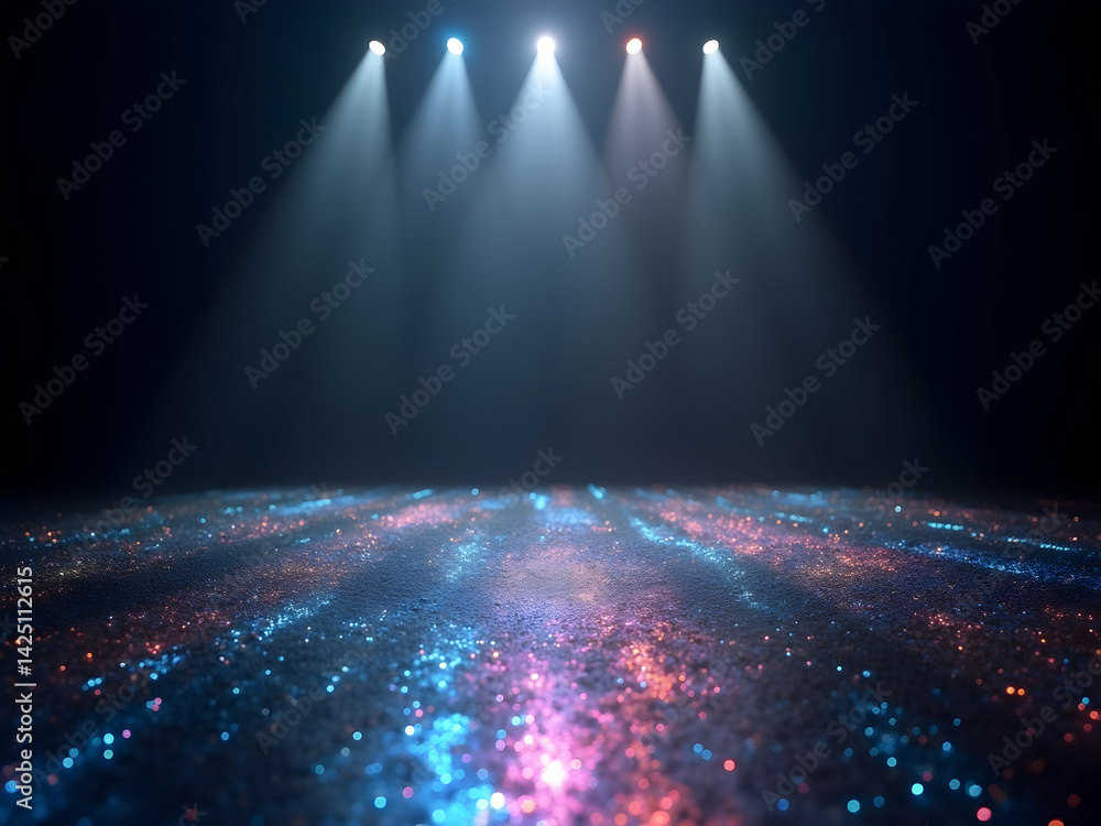 Poster illuminating holographic shimmer, a high-contrast display of light and texture showcasing shimmering