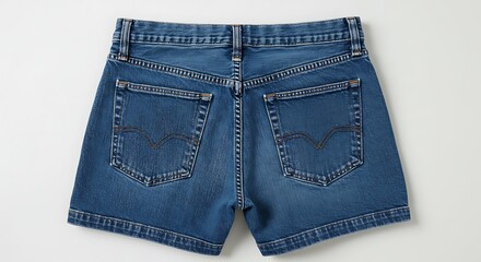Blue Denim Shorts on White