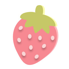 Strawberry berry pink illustration icon line vector 2d style