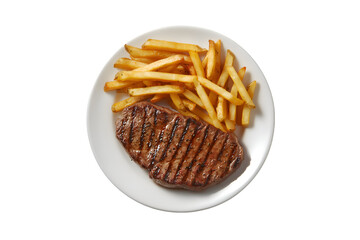 Grilled Steak and French Fries on a Plate Delicious Meal
