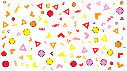 Colorful shapes and swirls on a white background. Suitable for abstract backgrounds, graphic designs, artistic projects, and creative concepts.