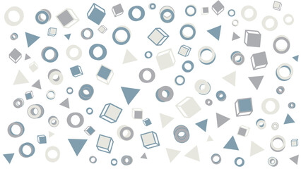 Geometric pattern in blue and gray shapes on white background. Suitable for modern design projects, abstract backgrounds, and website graphics.