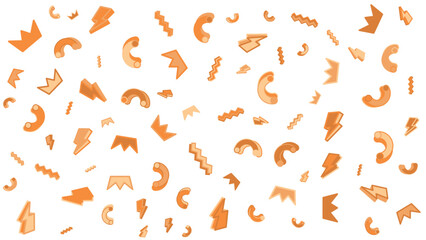 Orange lightning bolts, crowns, and C shapes. Suitable for dynamic and energetic designs, such as event promotions or sports branding.