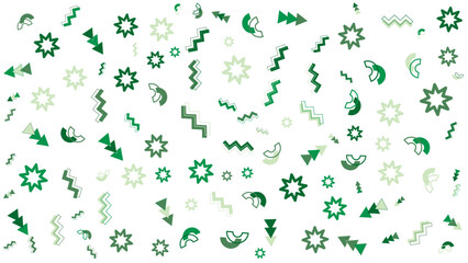 Digital illustration of green geometric shapes on a white background. Ideal for technology, abstract design, digital art, and educational concepts.