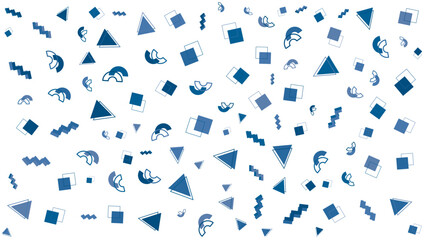 Blue geometric shapes on a white background. Suitable for modern design projects, web graphics, pattern backgrounds, and abstract concepts.