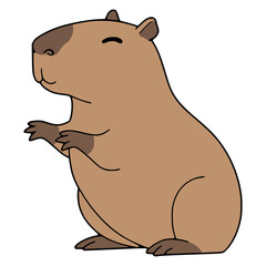 happy capybara animal fauna flat color vector illustration template design