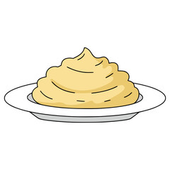 mashed potato food meal flat color vector illustration template design