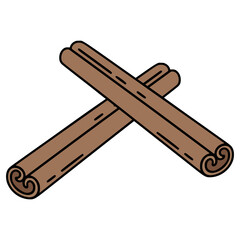 cinnamon sticks spice nature flavor flat color vector illustration template design