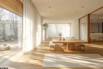 Bright Dining Room Interior with Modern Design and Natural Light
