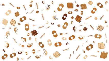 Pattern of geometric shapes in various brown tones suitable for backgrounds, textiles, packaging, or prints with a modern and versatile design.