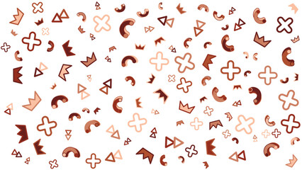 Pattern of crowns, plus signs, triangles, and curved shapes. Perfect for royal events, fashion designs, stationery, or social media graphics.