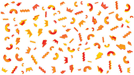 White background with yellow and red lightning bolts zigzags and crowns. Ideal for posters, flyers, social media graphics, and website designs.