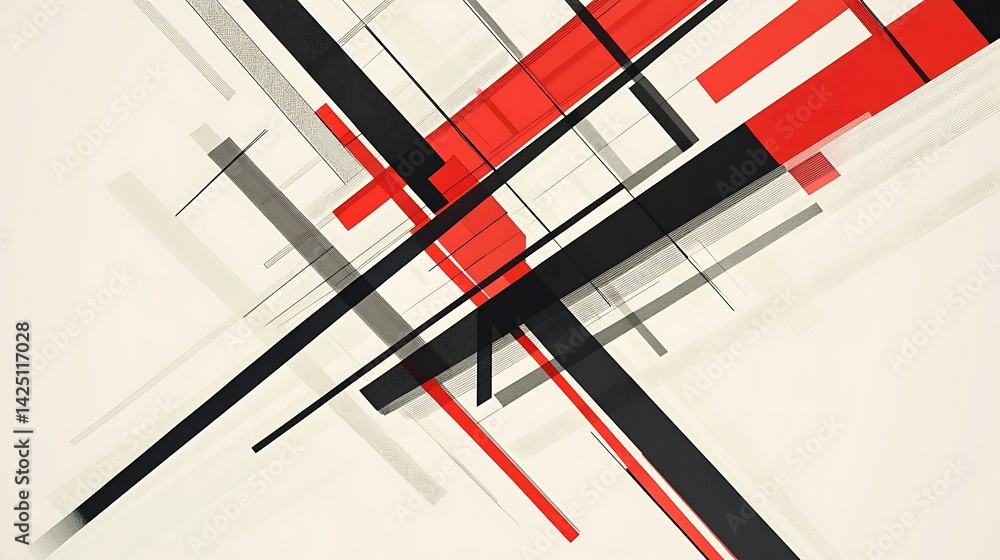Poster abstract red black lines pattern.