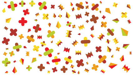 Seamless pattern with various shapes and colors. Ideal for fabric prints, wrapping paper, stationery designs, and digital backgrounds.