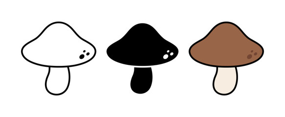 Vector Brown Mushroom Flat Design Illustration