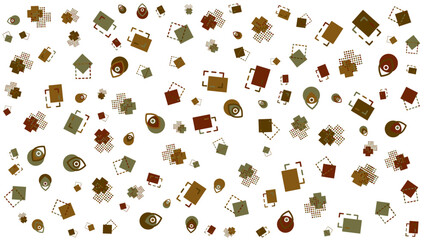 Brown and green abstract shapes pattern great for wallpaper, backgrounds, textiles, and packaging designs with a modern aesthetic.