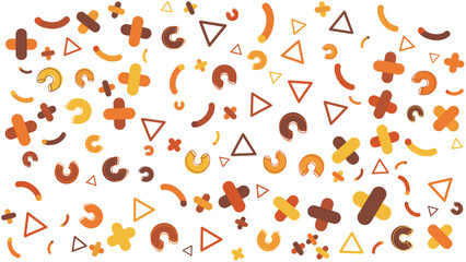 Colorful pattern of Cshaped and X shaped figures and triangles. Perfect for textiles, backgrounds, stationery, and modern design projects.