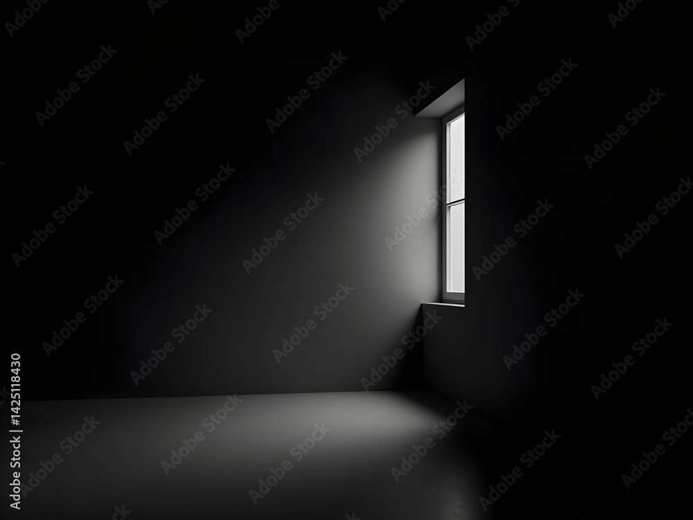 Poster isolated window casting soft light shadows in an empty room, creating an intimate space perfect for 