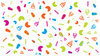 Colorful 80s geometric pattern ideal for backgrounds, posters, and digital designs. Vibrant, retro, unique design for creative projects.