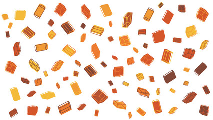 Pattern of orange and brown geometric shapes. Suitable for backgrounds, textiles, packaging, and graphic design projects with a warm color scheme.