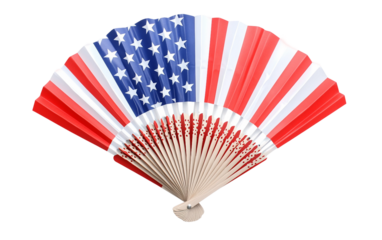 American flag themed paper fan open wide, creating a festive and patriotic atmosphere isolated on white background PNG