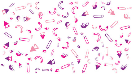 Pink and purple geometric shapes on a white background. Suitable for modern graphic design projects or feminine themed designs. Bold and vibrant patterns.