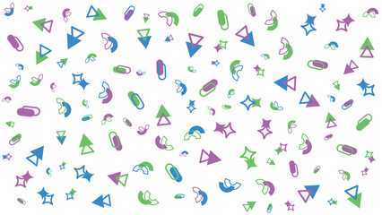 Pattern of green, blue, and purple geometric shapes. Ideal for backgrounds, wallpapers, prints, and design projects seeking modern and colorful elements.
