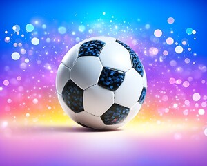 Fototapeta premium Soccer ball with vibrant glow background.