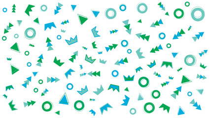 Abstract geometric design in green and blue colors on a white background. Suitable for presentations, posters, and digital backgrounds.