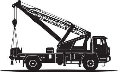 Naklejka premium Silhouette of Mobile Crane Lifting Load