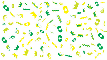 Green and yellow geometric pattern on a white background suitable for abstract backgrounds, digital designs, packaging, and textile prints.