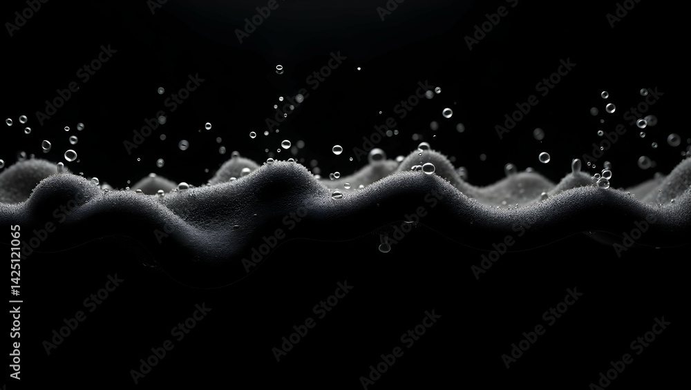 Poster mesmerizing display of minuscule foam bubbles suspended in liquid, elegantly shaped against a backdr