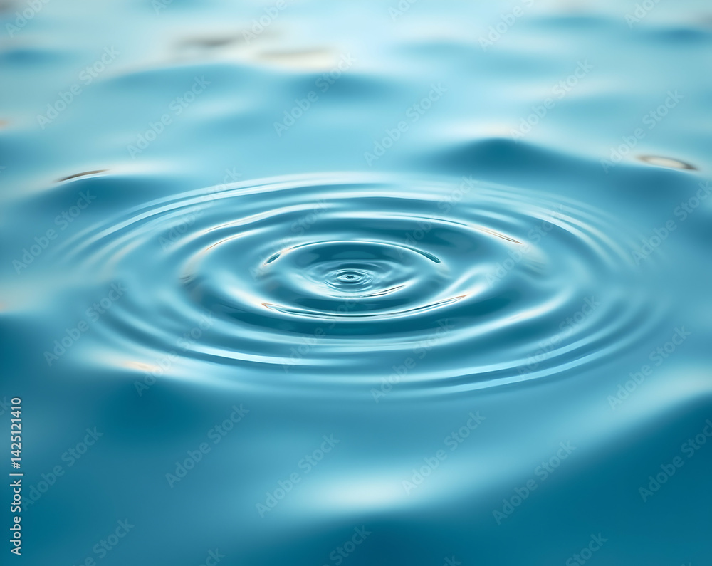 Poster mesmerizing water surface, a close-up of concentric ripples in serene clear water creating a hypnoti