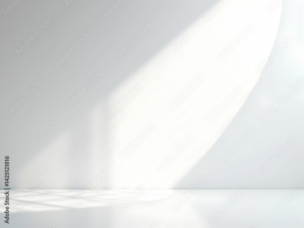 Poster minimalist interior with curved shadow pattern, a modern and clean aesthetic for product display and