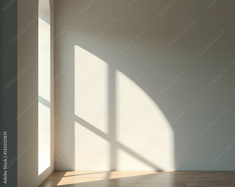 Poster minimalist interior with window shadow play, a serene abstract composition for modern design and arc