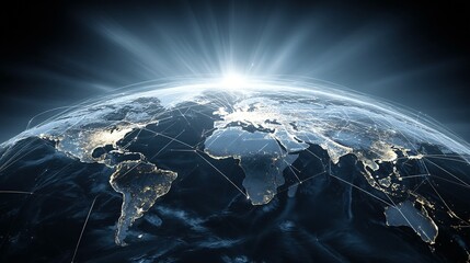 Fototapeta premium Global connectivity illuminated by night lights.