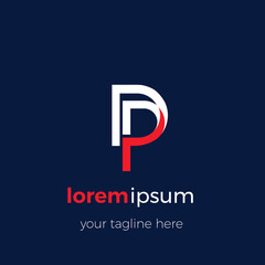 Obraz premium DP alphabet logo vector icon illustration in red and white shades