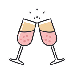 Toasting with champagne glasses with drinks Vector Icon