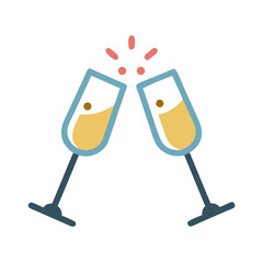 Toasting with champagne glasses with drinks Vector Icon